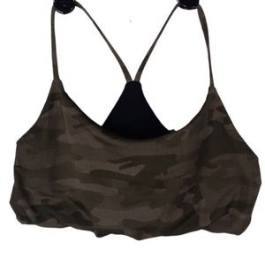 ONZIE Flow CAMOUFLAGE Stretch Cage Strappy Yoga Sports Bra Sz M/L
